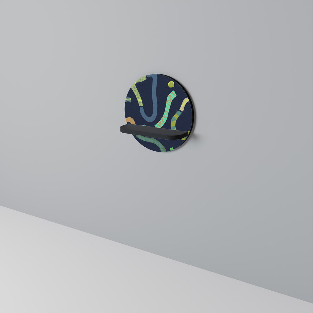 CONTRAST DANCE Prateleira Redonda Decorativa em Acabamento Preto