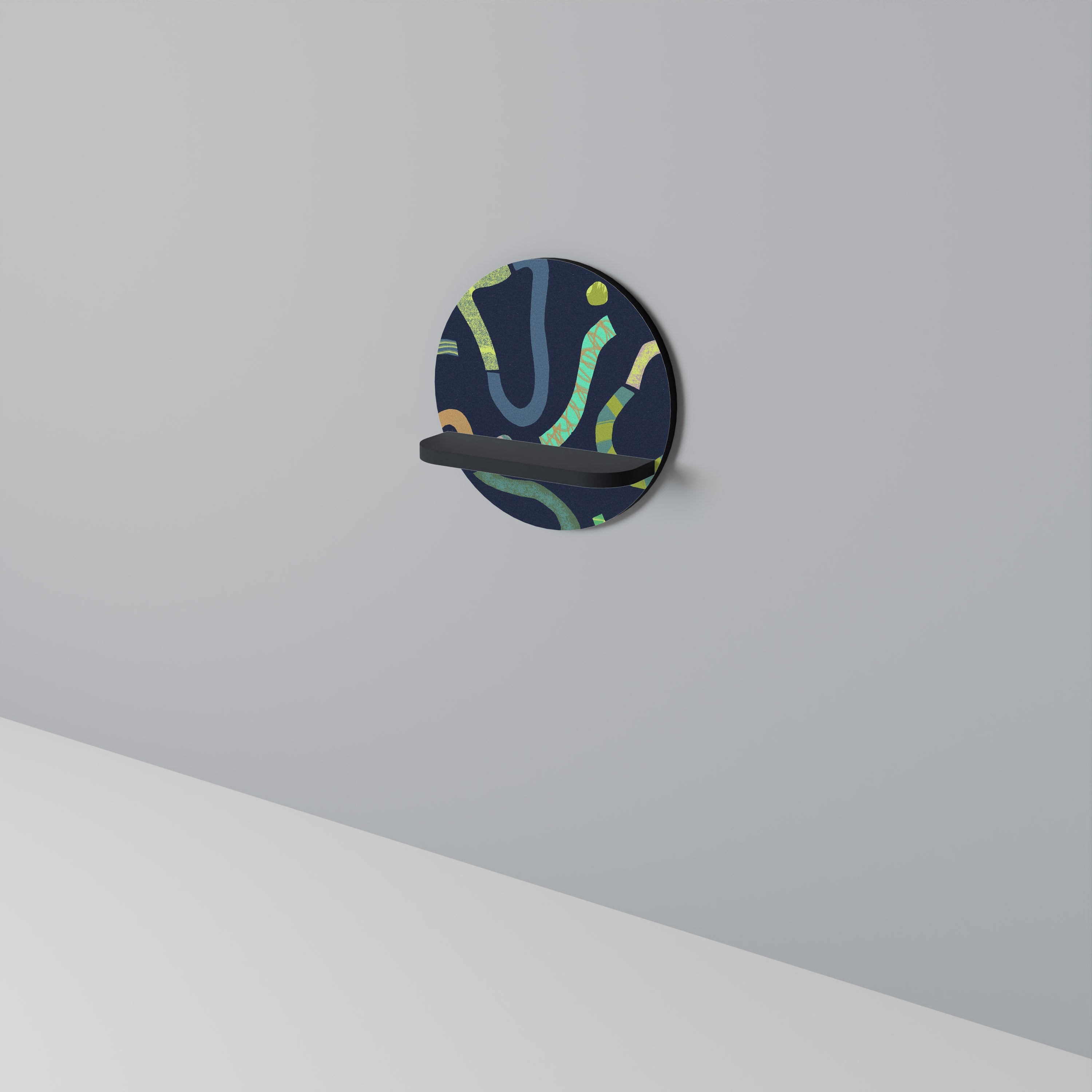 CONTRAST DANCE Prateleira Redonda Decorativa em Acabamento Preto