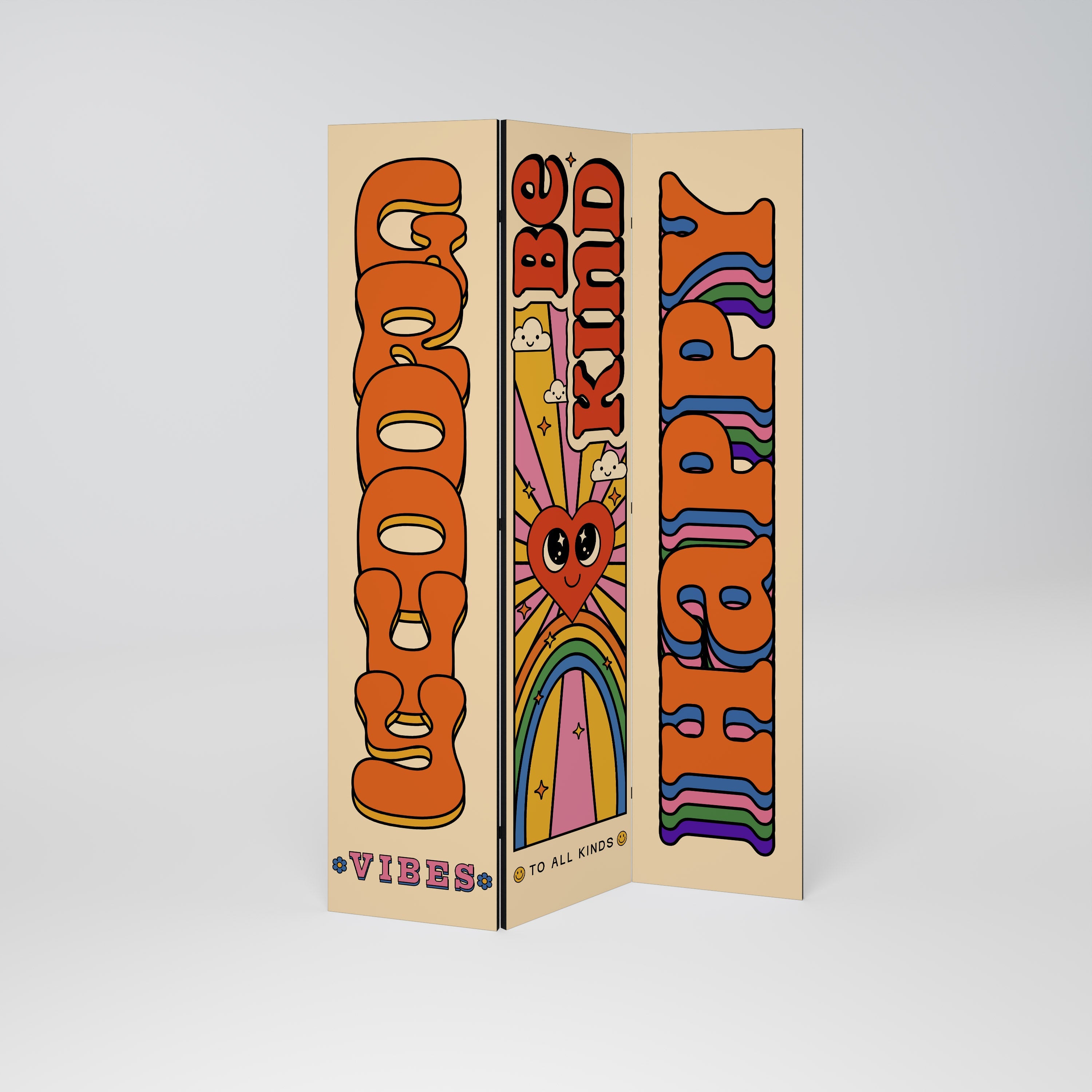 GROOVY POSTERS Biombo Decorativo de 3 Painéis