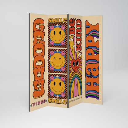 GROOVY POSTERS 4-Panel Room Divider