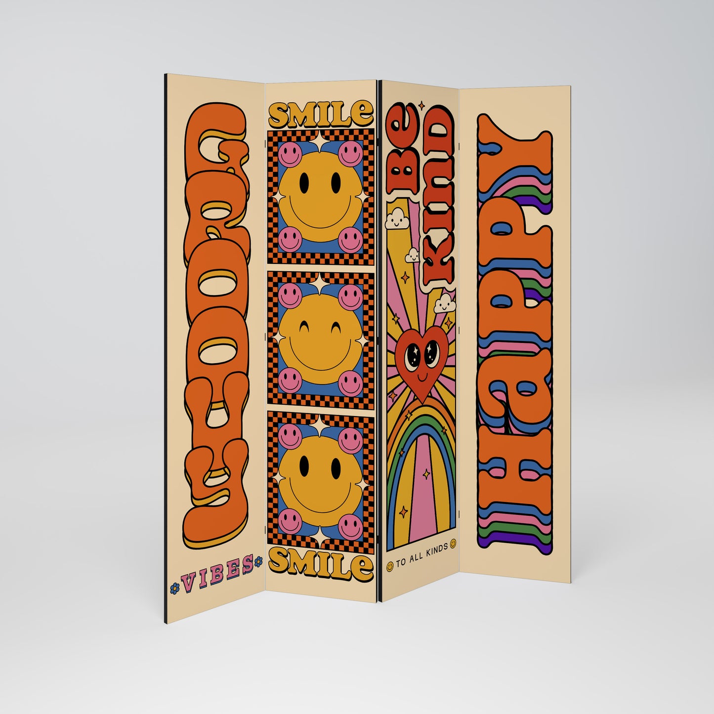 GROOVY POSTERS 4-Panel Room Divider