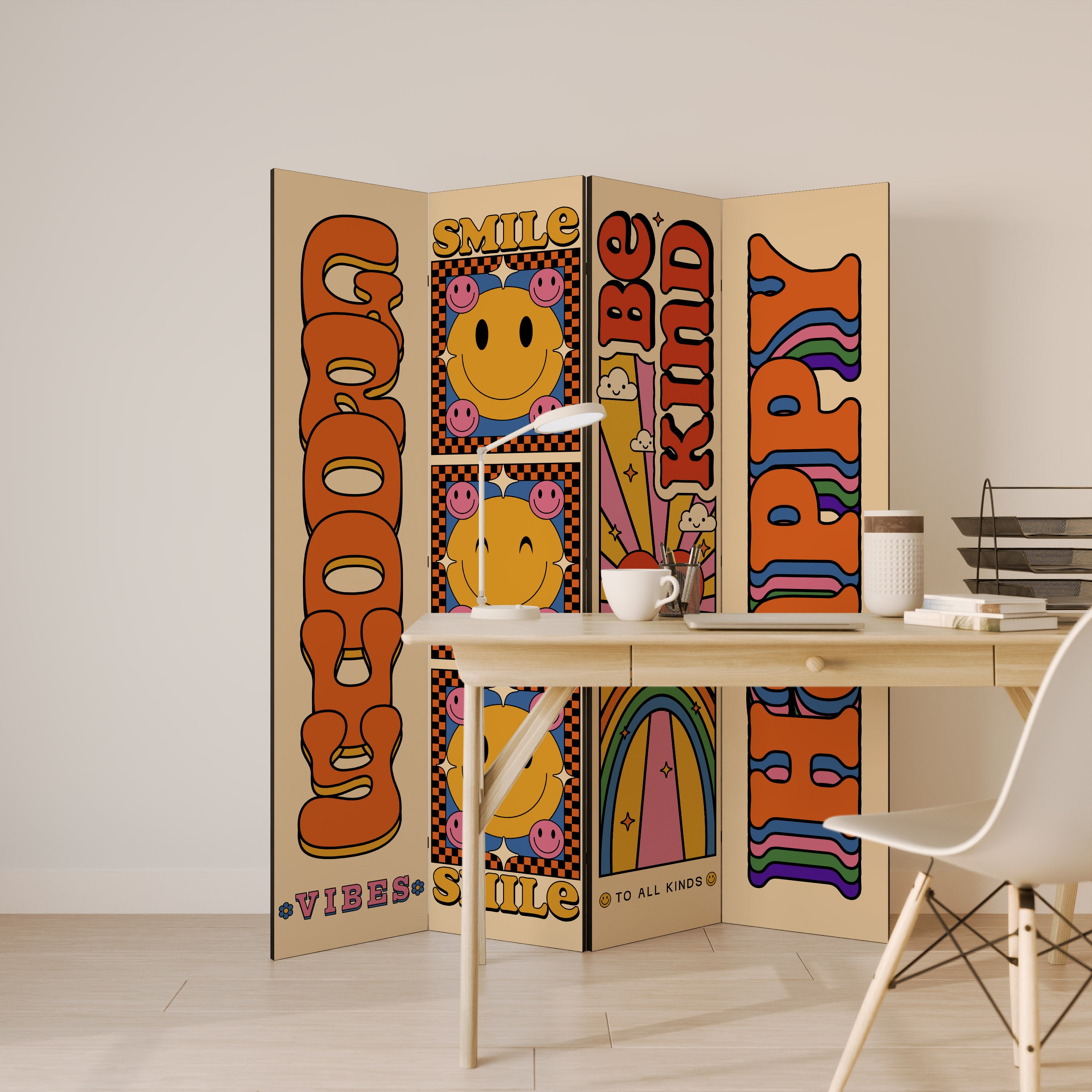 GROOVY POSTERS Biombo de 4 Painéis