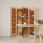 GROOVY POSTERS Biombo Decorativo de 4 Painéis