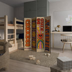 GROOVY POSTERS Biombo Decorativo de 4 Painéis