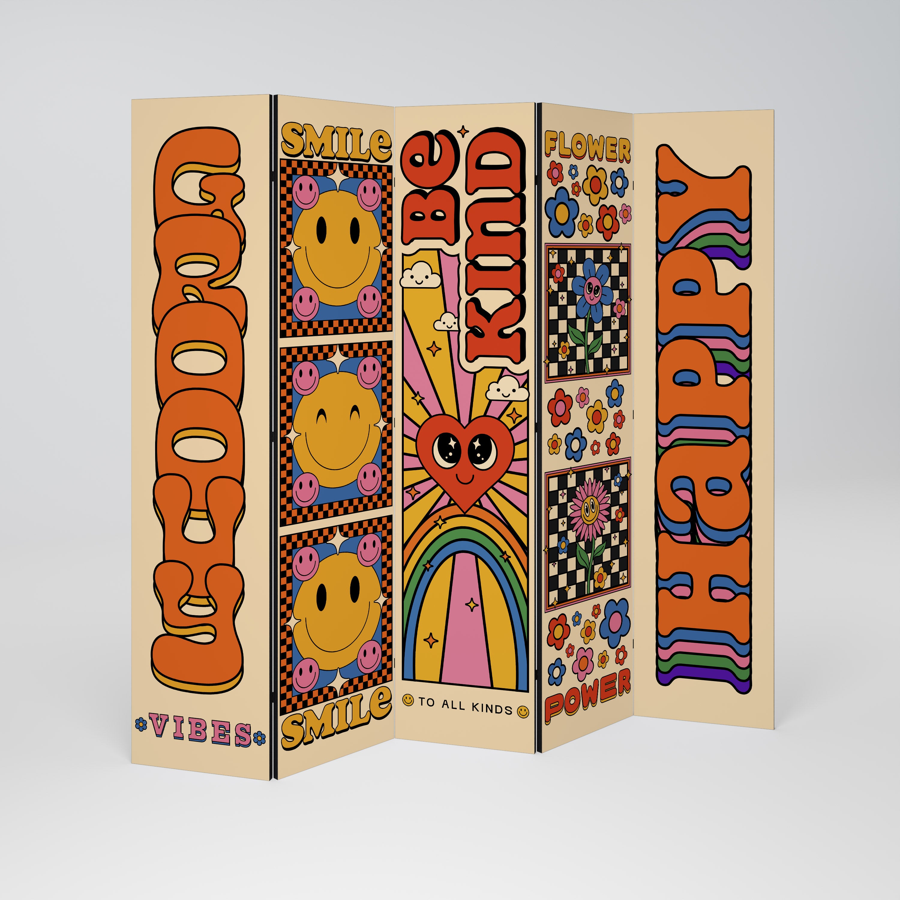 GROOVY POSTERS 5-Panel Room Divider
