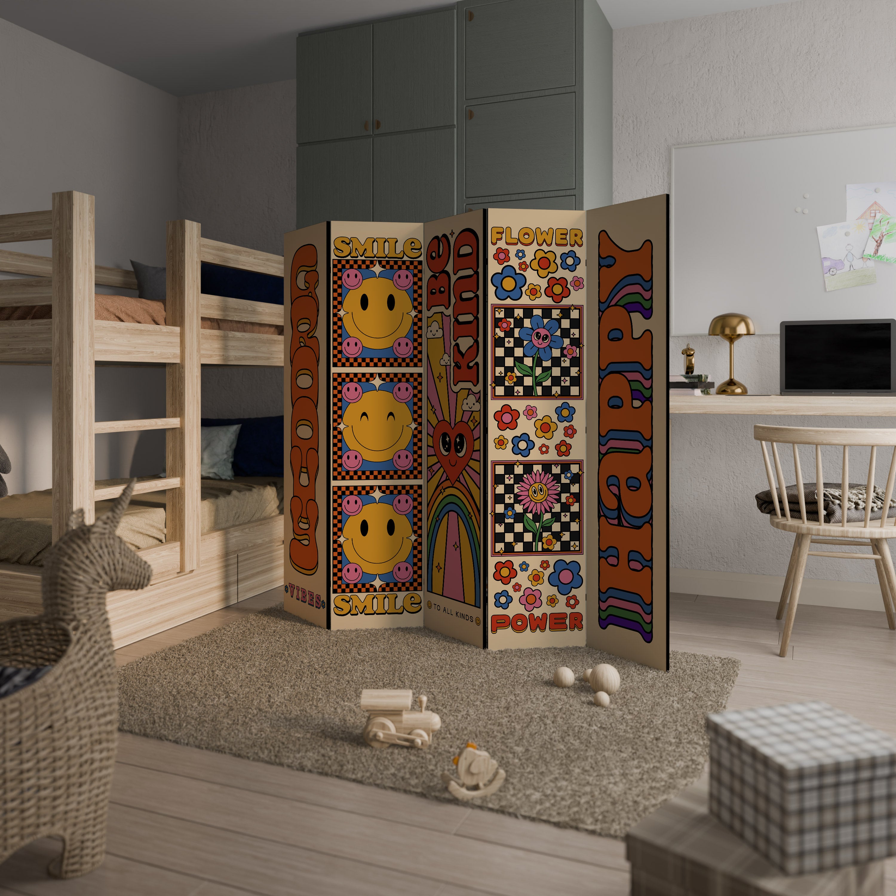 GROOVY POSTERS 5-Panel Room Divider