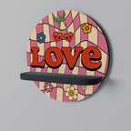 ROCKING LOVE Round Art Shelf In Black Finish