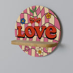 ROCKING LOVE Prateleira Redonda Decorativa em Efeito Carvalho