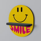 KEEP SMILING Prateleira Oval Decorativa em Acabamento Preto