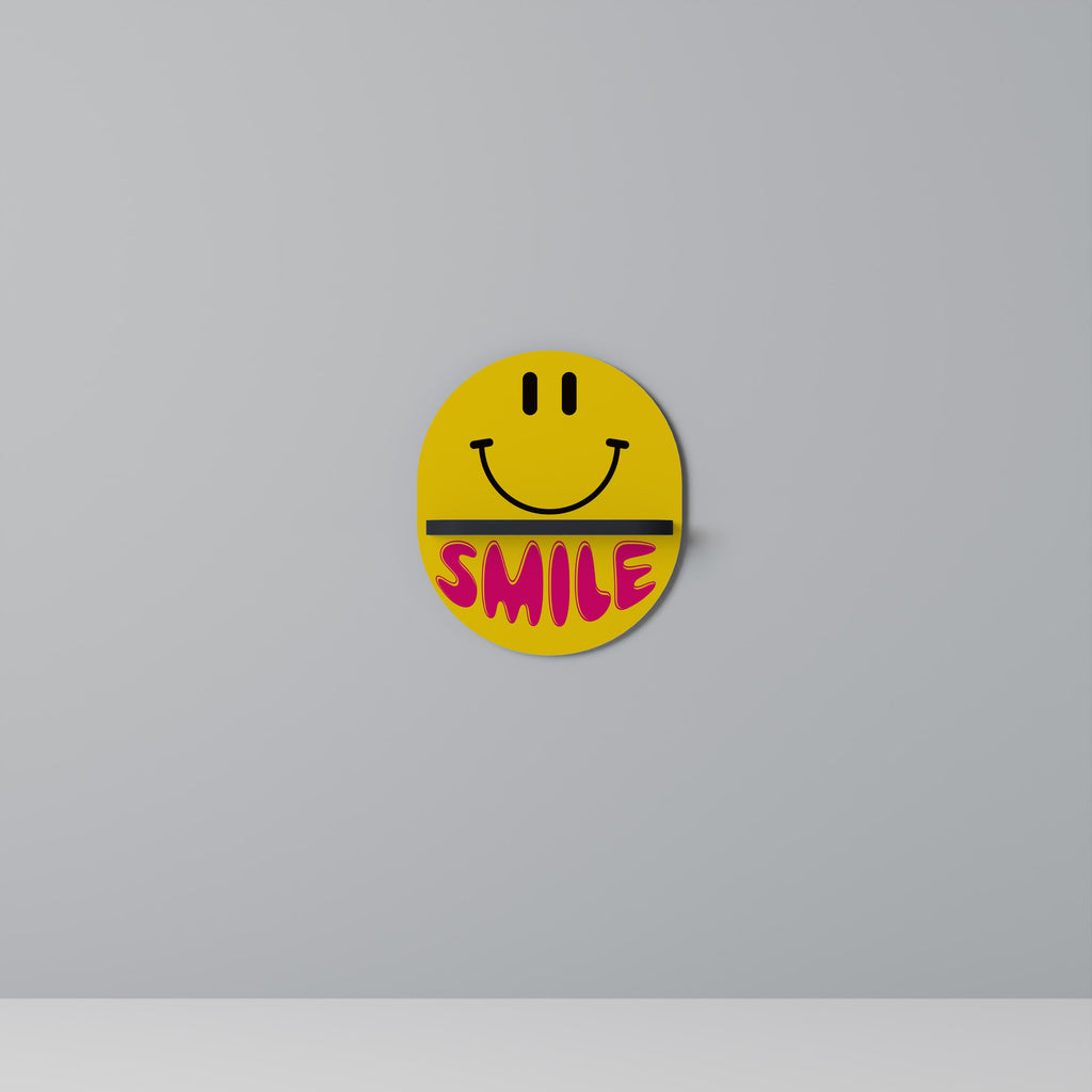 KEEP SMILING Prateleira Oval Decorativa em Acabamento Preto