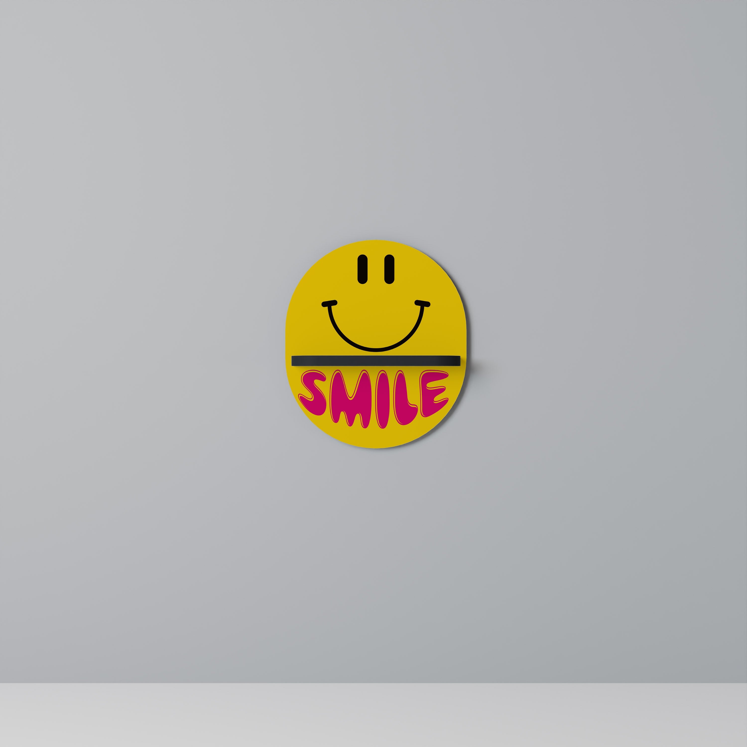 KEEP SMILING Prateleira Oval Decorativa em Acabamento Preto