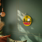KEEP SMILING Prateleira Oval Decorativa em Acabamento Preto