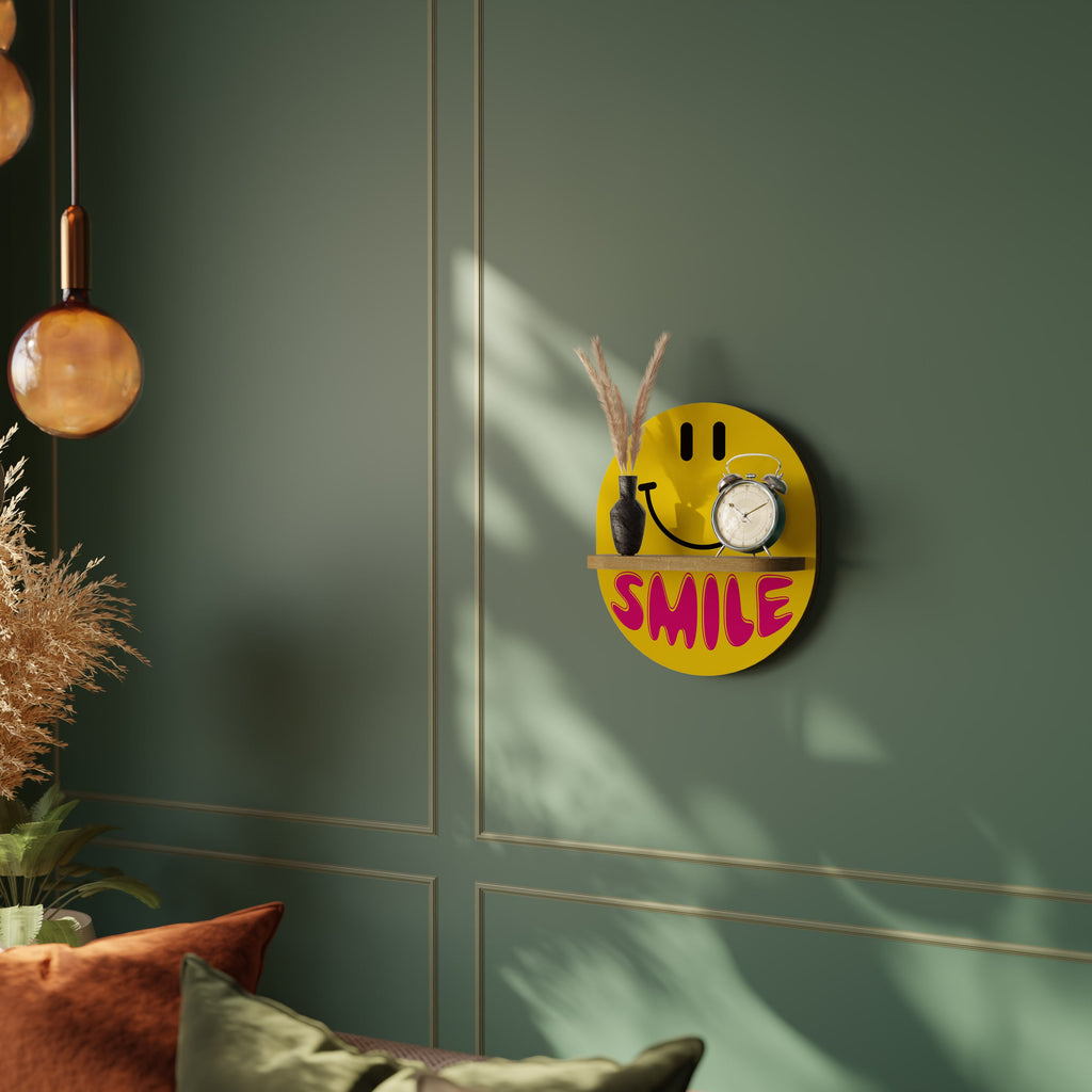 KEEP SMILING Prateleira Oval Decorativa em Efeito Carvalho