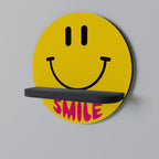 KEEP SMILING Prateleira Redonda Decorativa em Acabamento Preto
