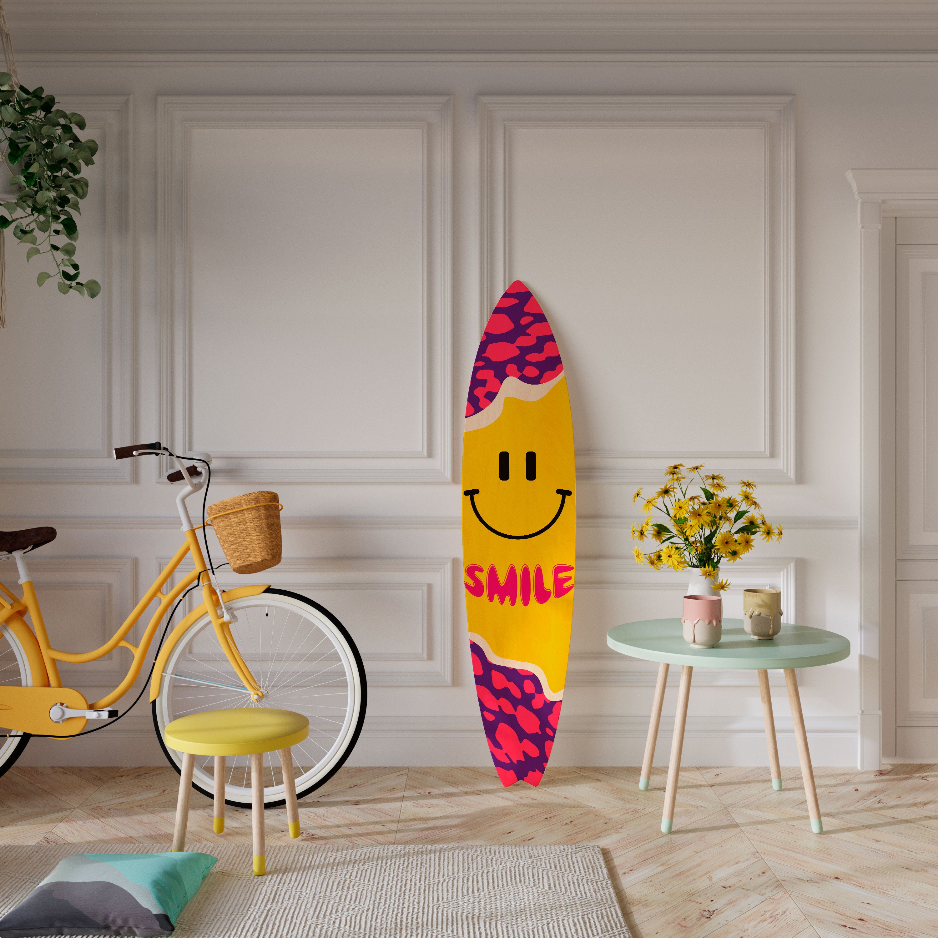 KEEP SMILING Painel Decorativo Prancha de Surf