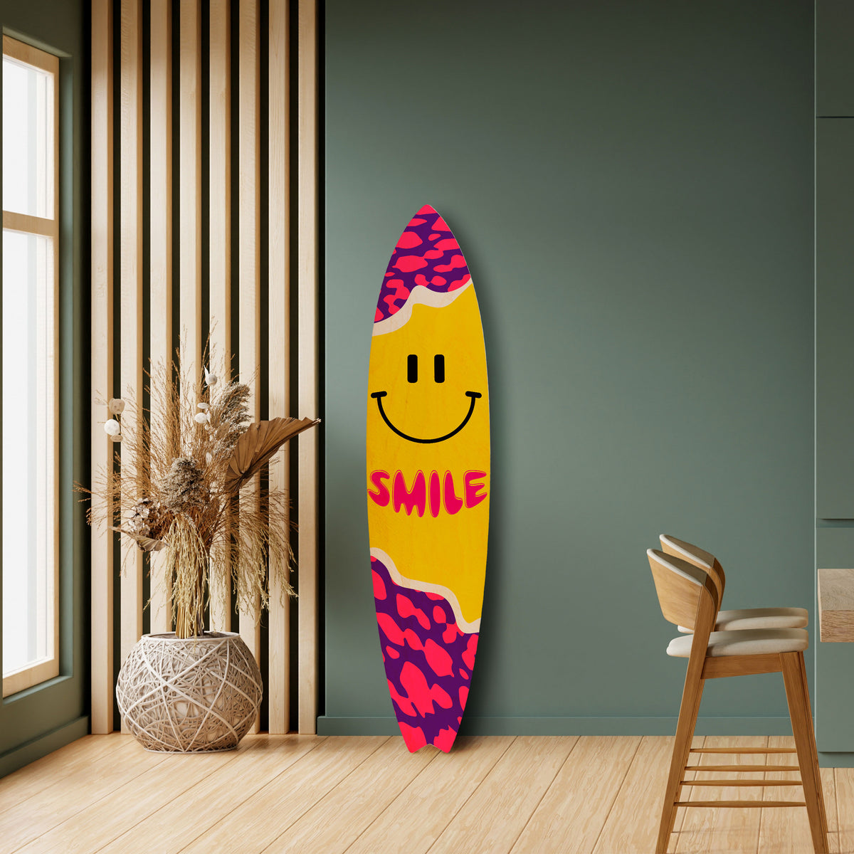KEEP SMILING Painel Decorativo Prancha de Surf
