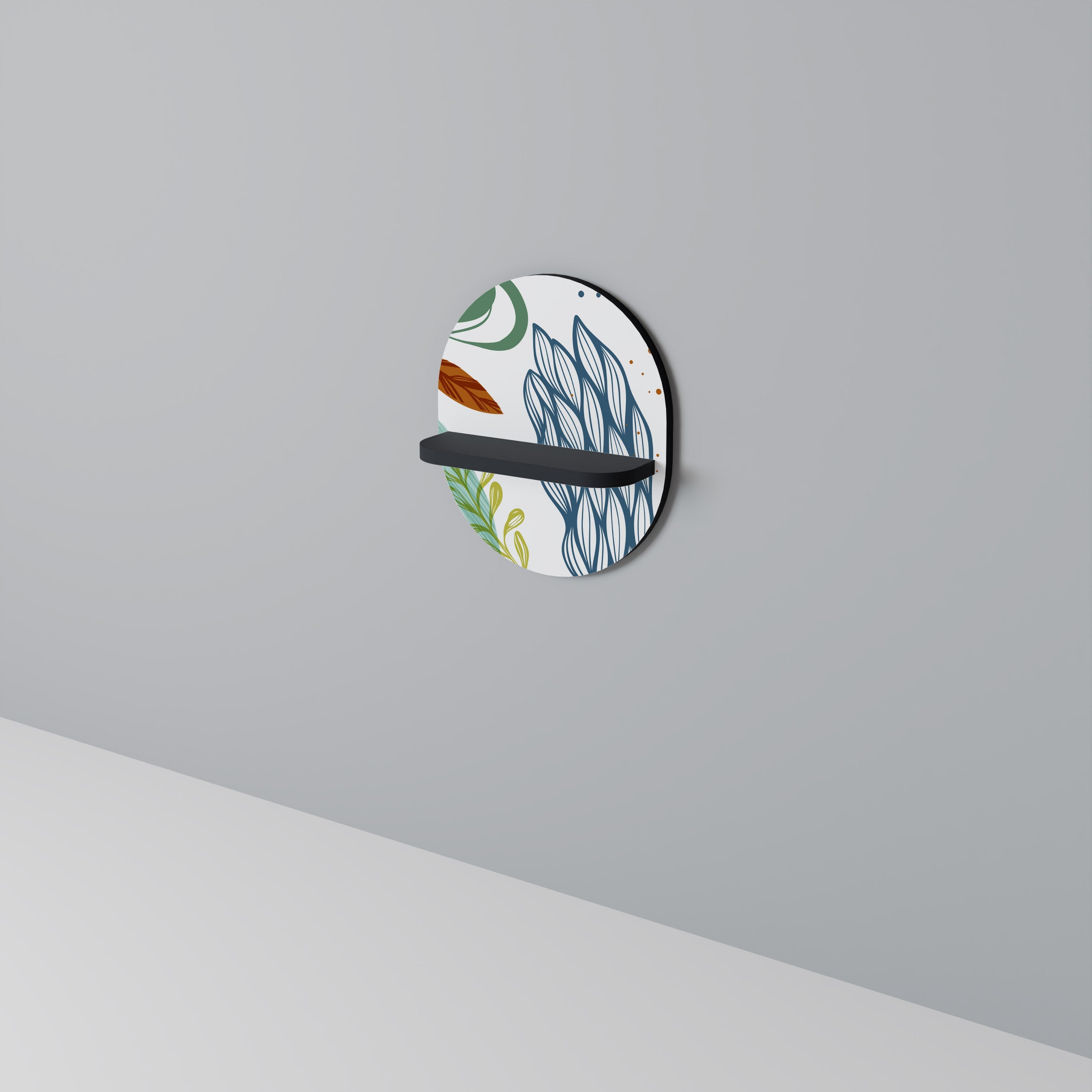 BOTANICAL HURRICANE Prateleira Oval Decorativa em Acabamento Preto