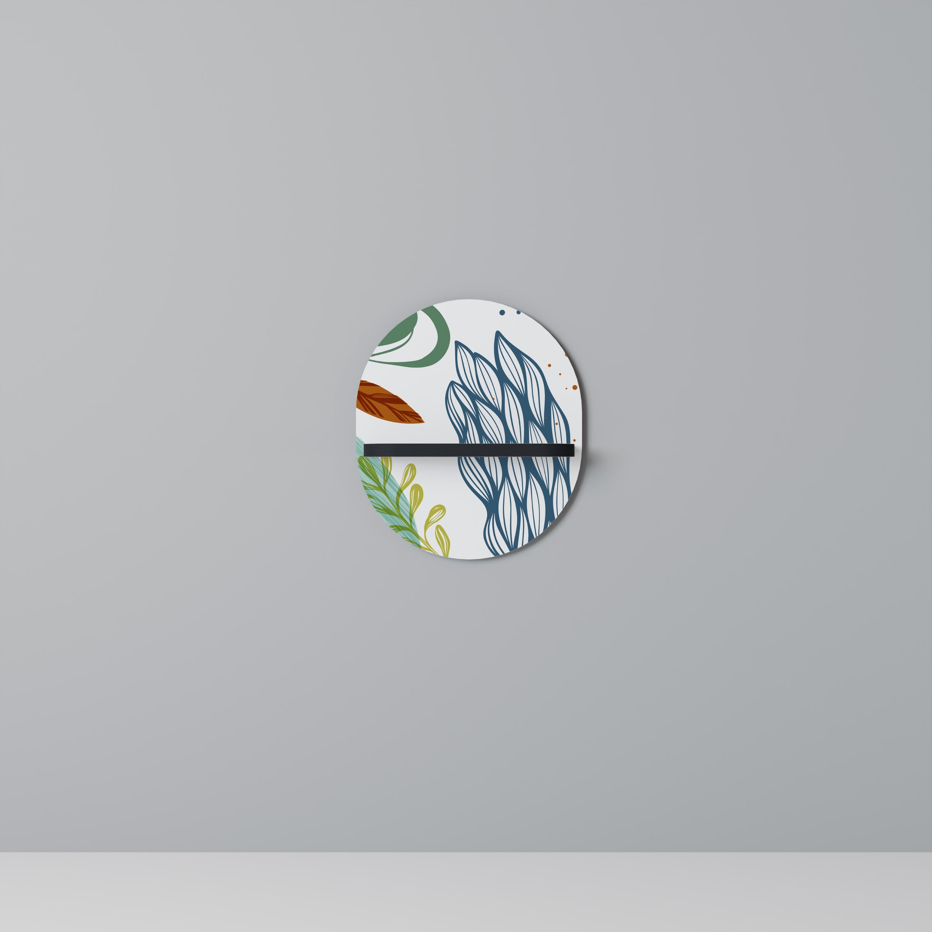 BOTANICAL HURRICANE Prateleira Oval Decorativa em Acabamento Preto