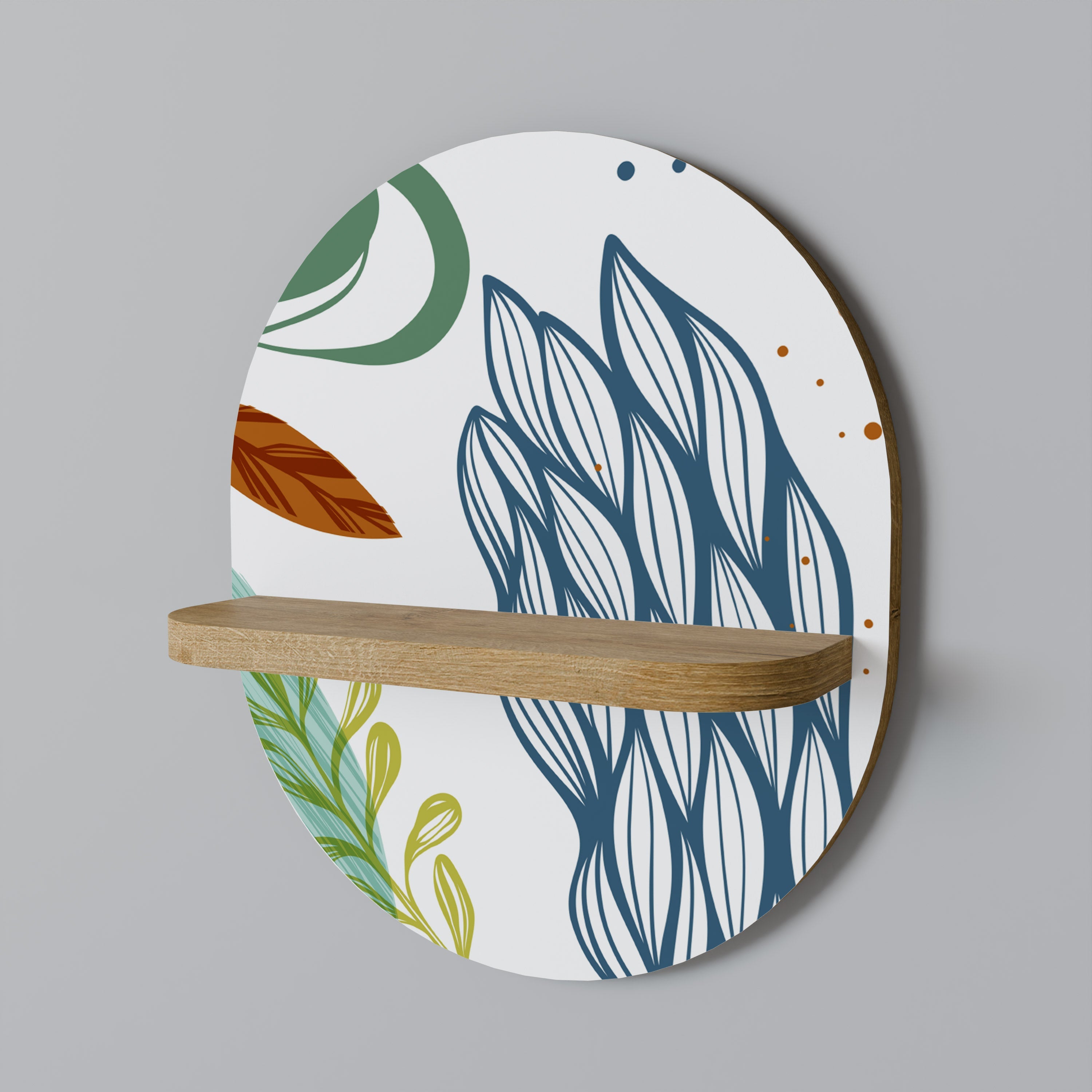 BOTANICAL HURRICANE Prateleira Oval Decorativa em Efeito Carvalho