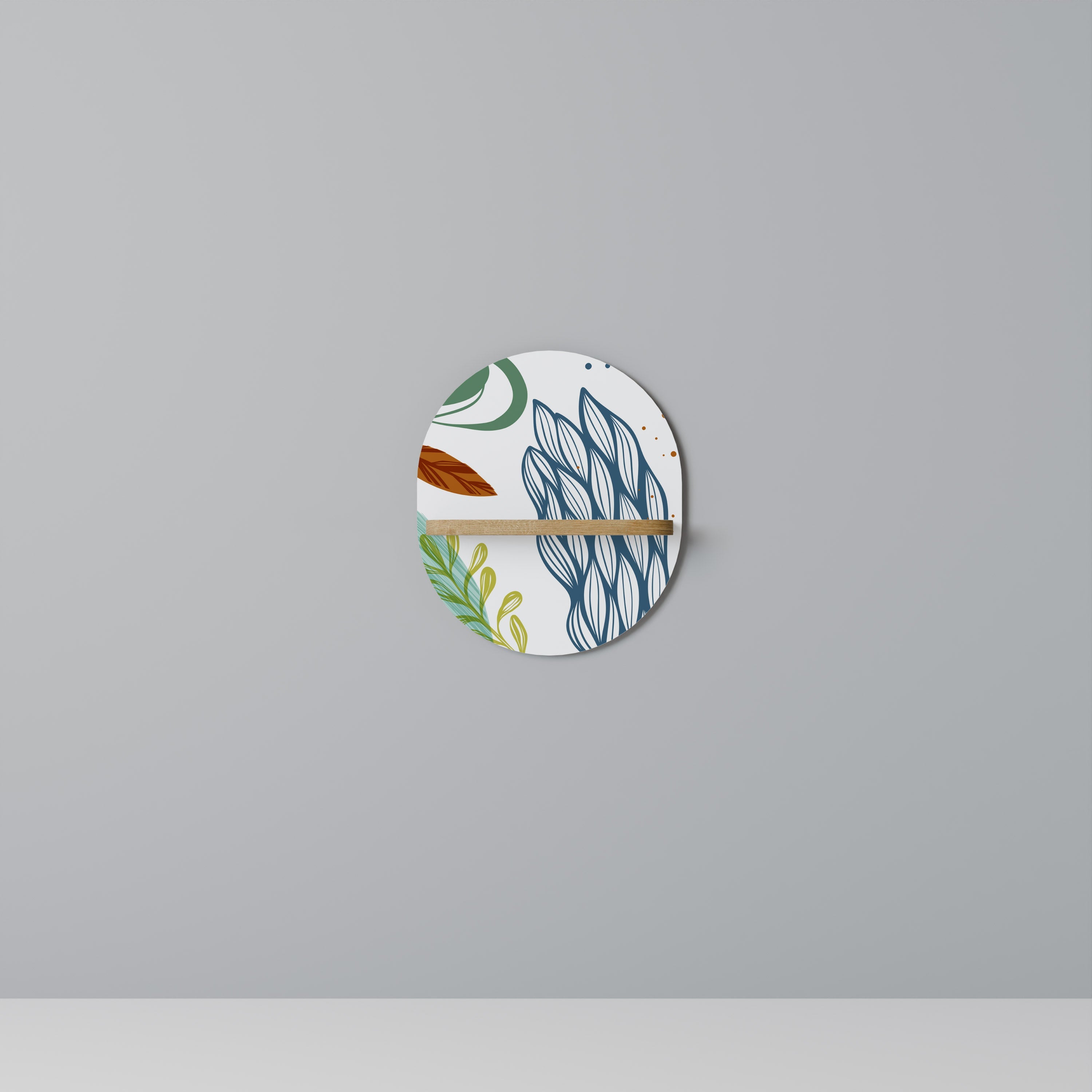 BOTANICAL HURRICANE Prateleira Oval Decorativa em Efeito Carvalho