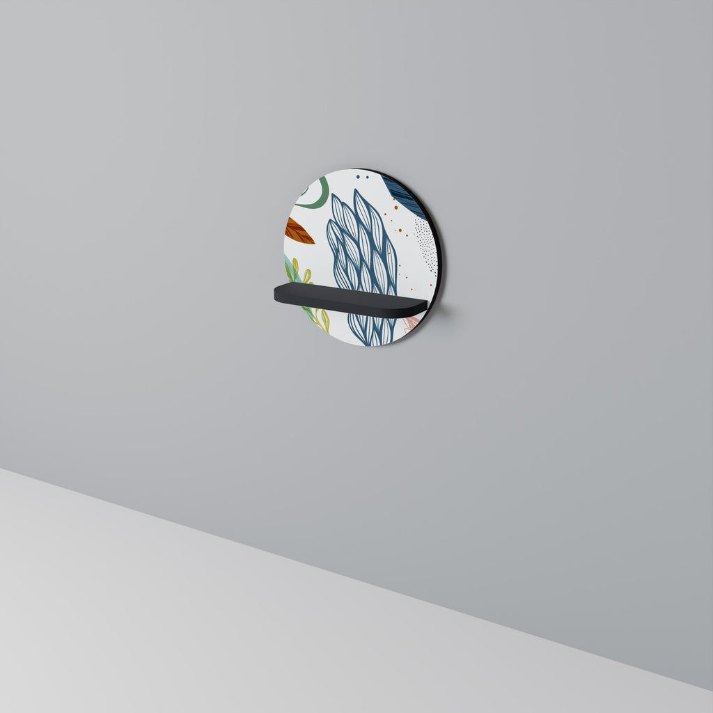 BOTANICAL HURRICANE Round Art Shelf In Black Finish