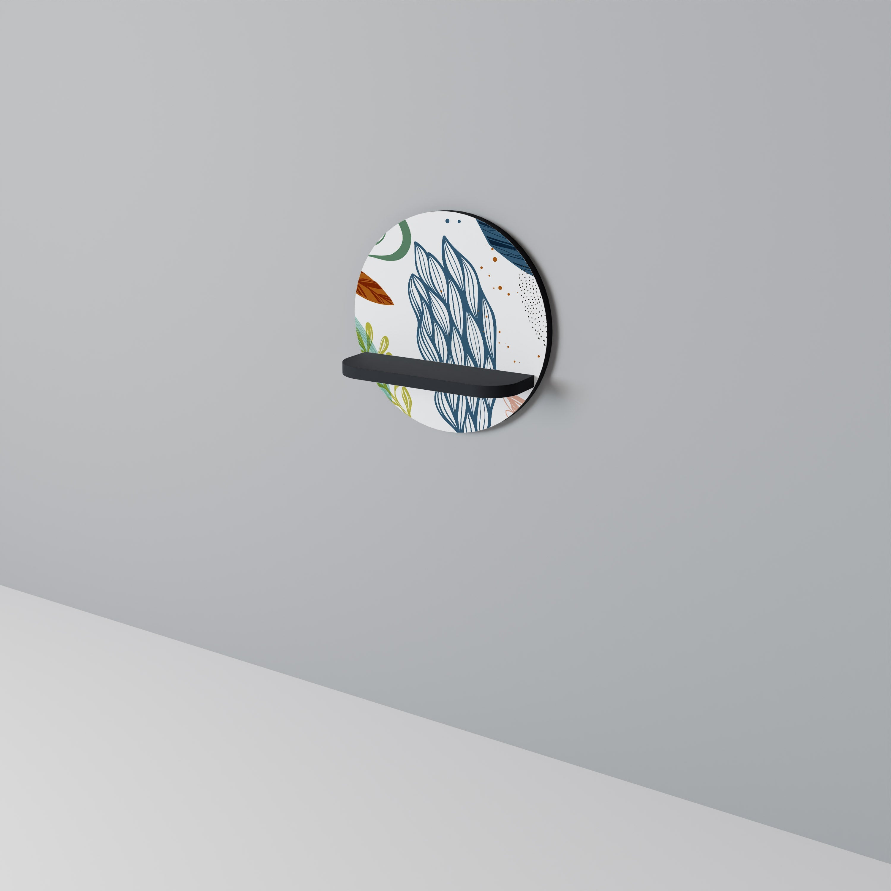 BOTANICAL HURRICANE Prateleira Redonda Decorativa em Acabamento Preto