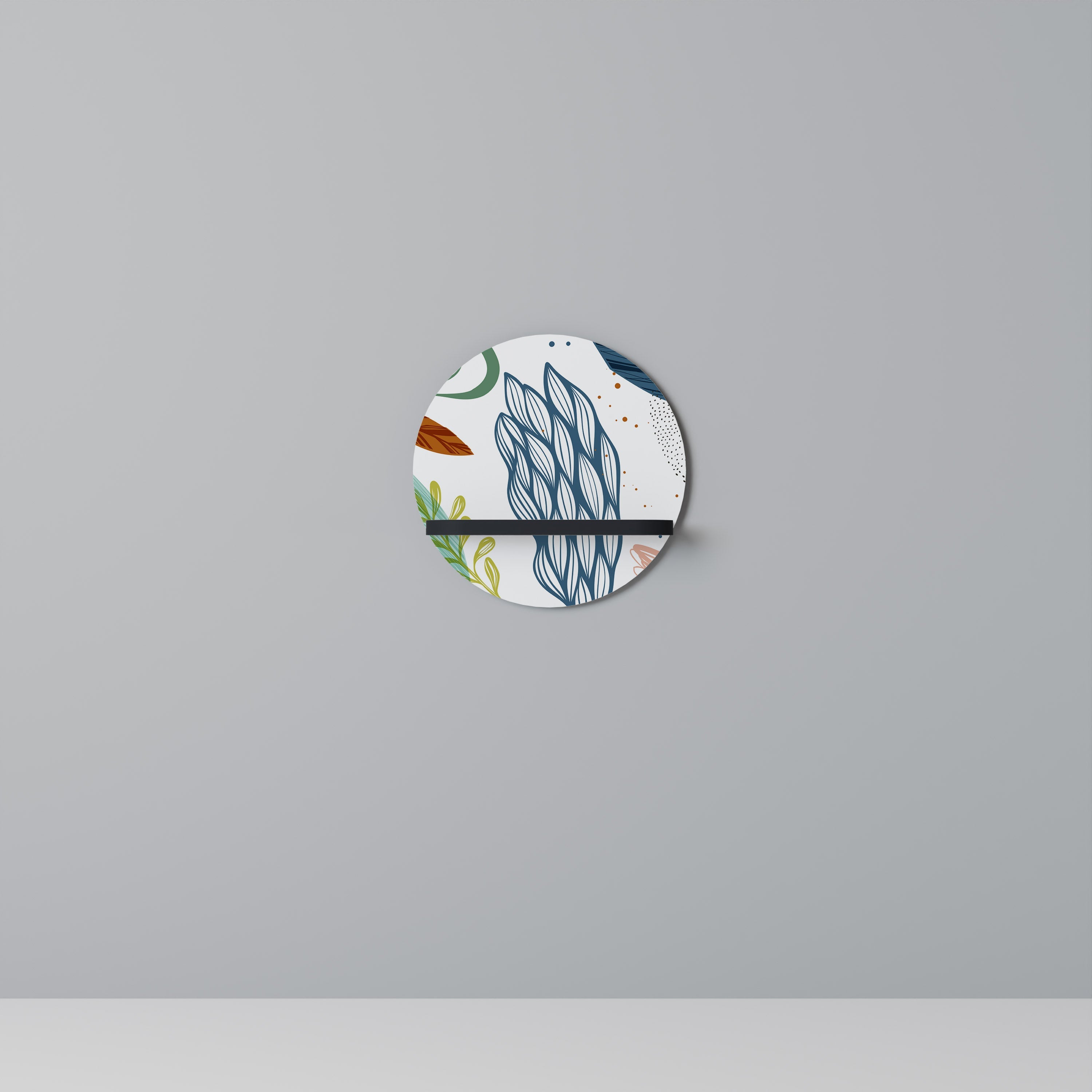 BOTANICAL HURRICANE Prateleira Redonda Decorativa em Acabamento Preto