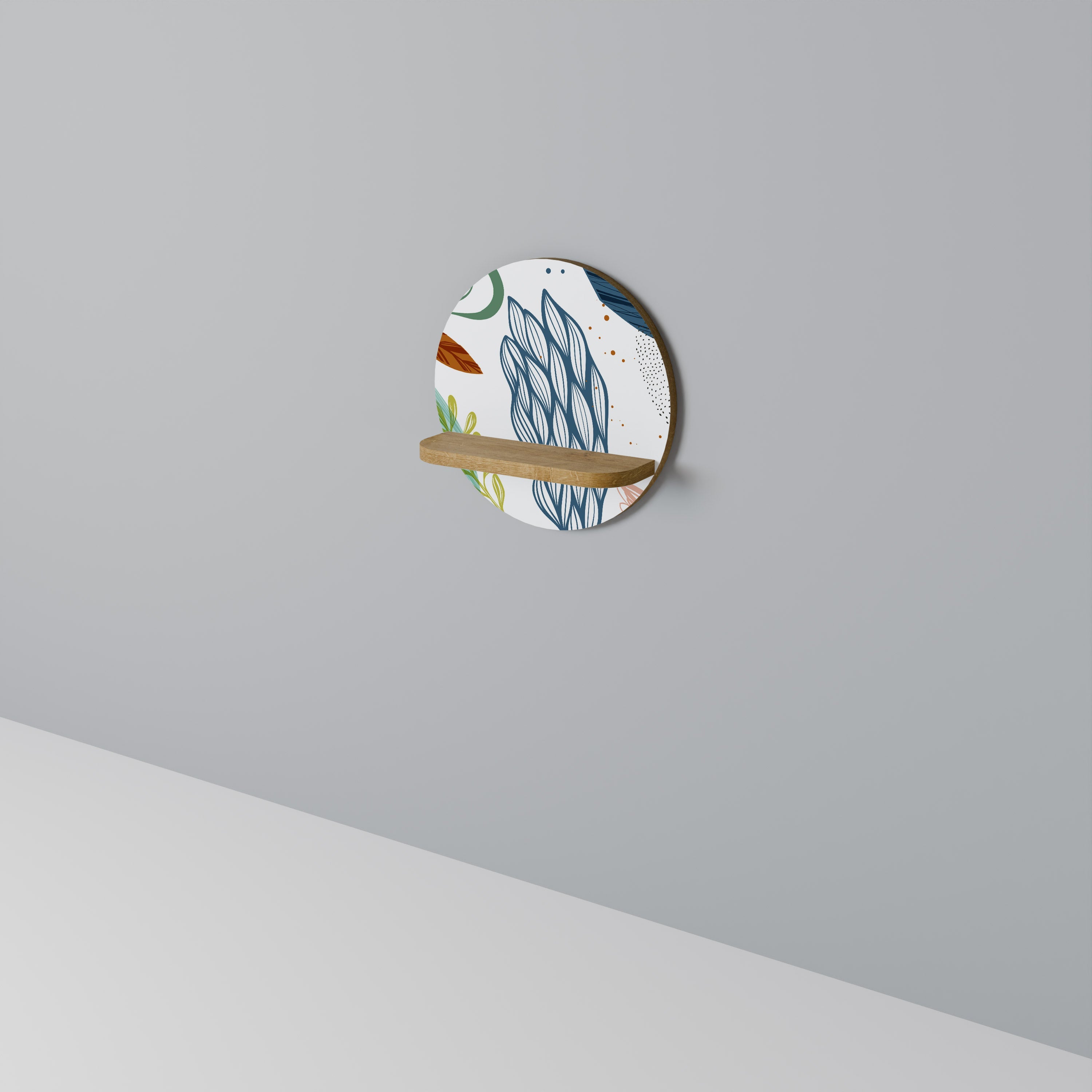 BOTANICAL HURRICANE Prateleira Redonda Decorativa em Efeito Carvalho