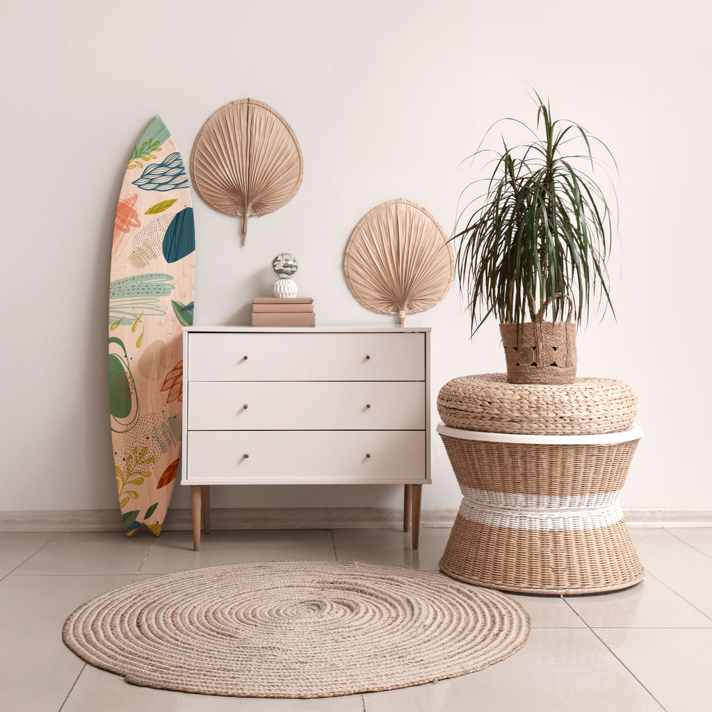 BOTANICAL HURRICANE Painel Decorativo Prancha de Surf