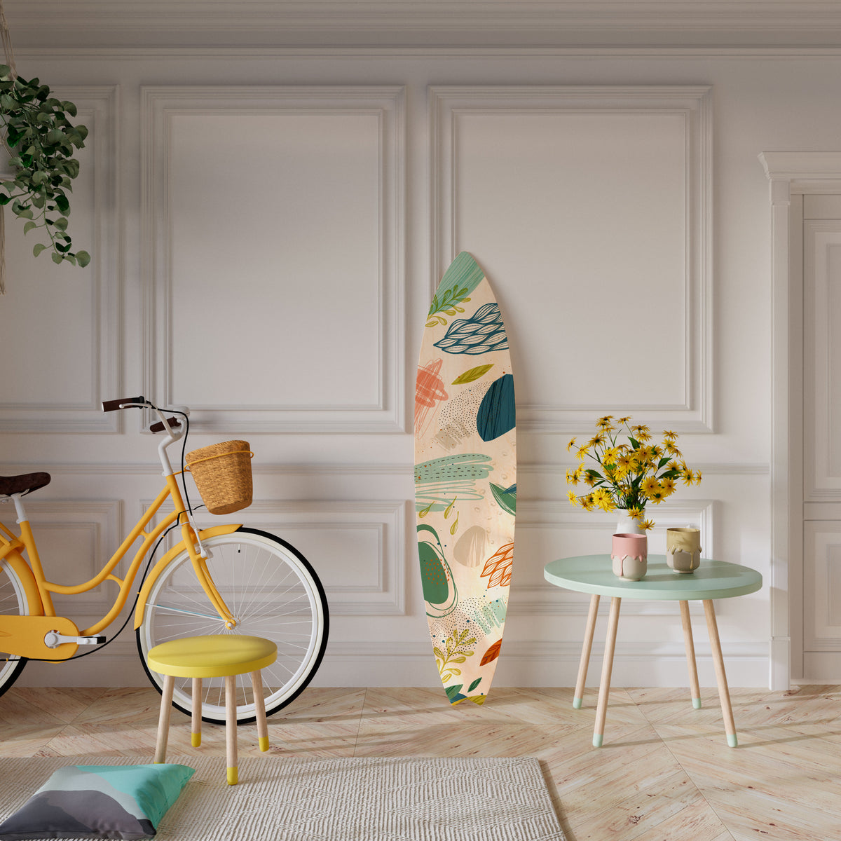 BOTANICAL HURRICANE Painel Decorativo Prancha de Surf