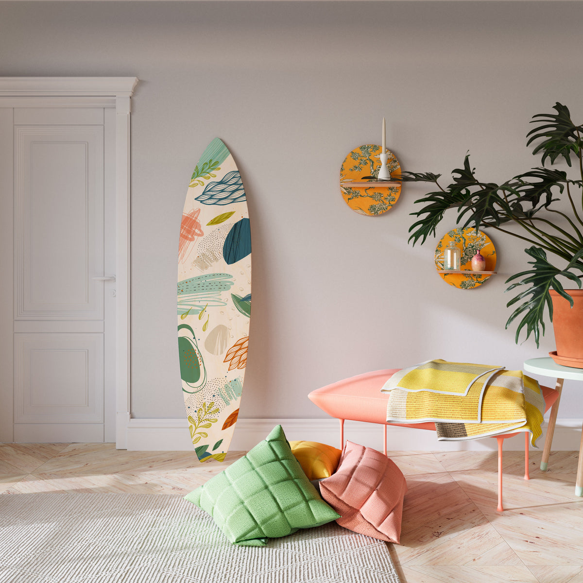 BOTANICAL HURRICANE Painel Decorativo Prancha de Surf