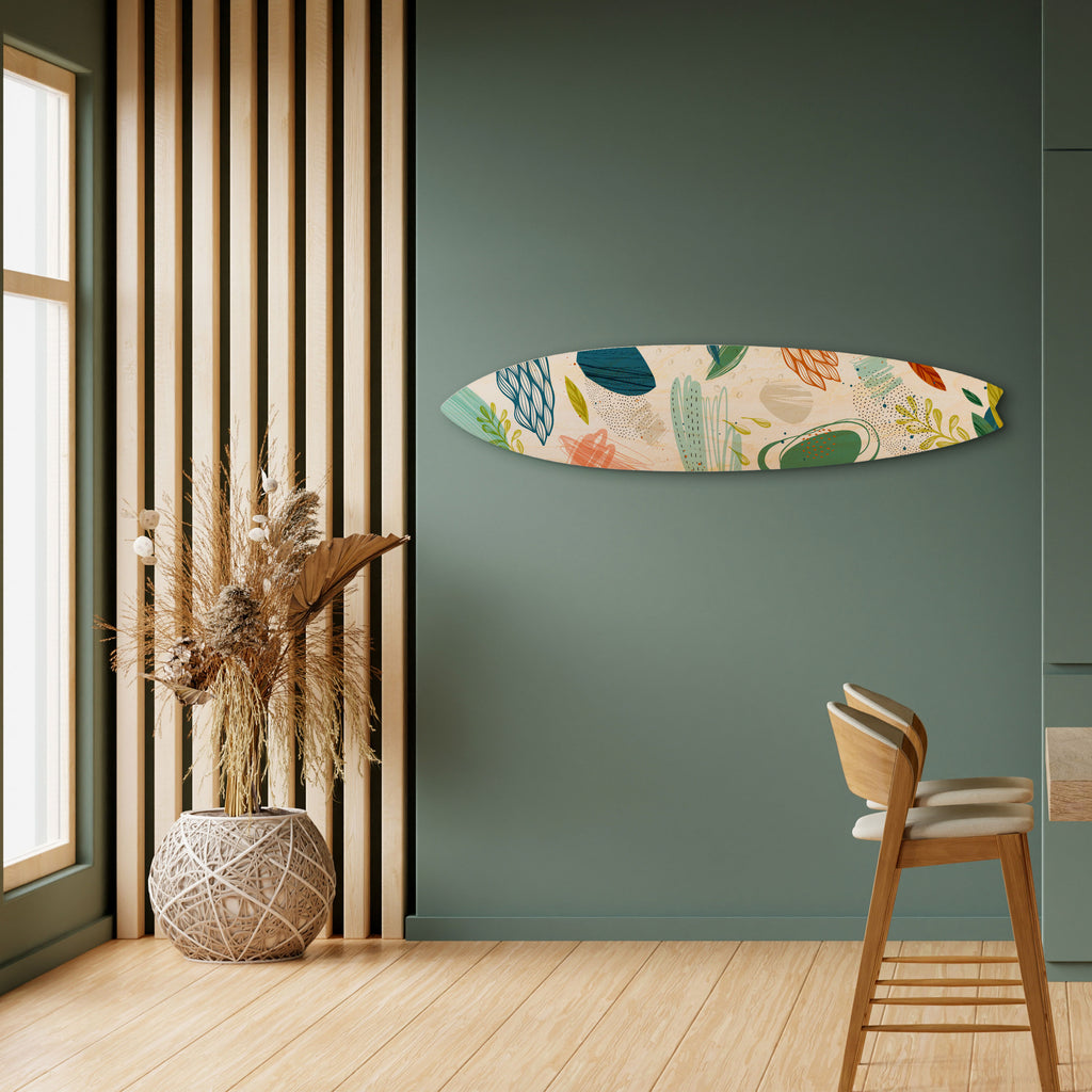 BOTANICAL HURRICANE Painel Decorativo Prancha de Surf