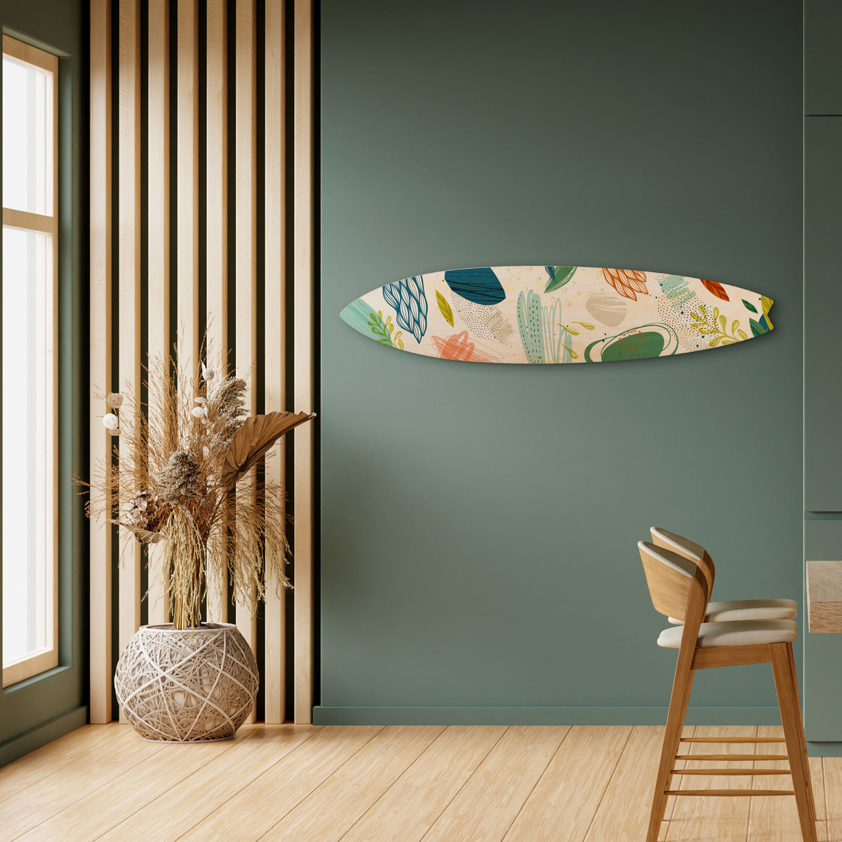 BOTANICAL HURRICANE Painel Decorativo Prancha de Surf