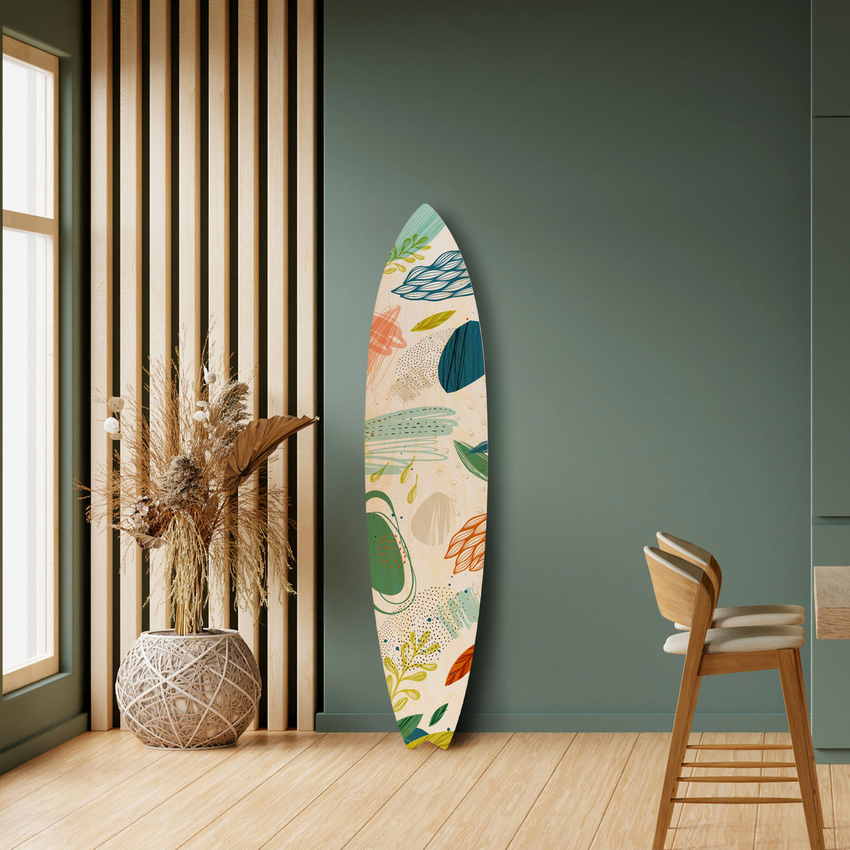 BOTANICAL HURRICANE Painel Decorativo Prancha de Surf