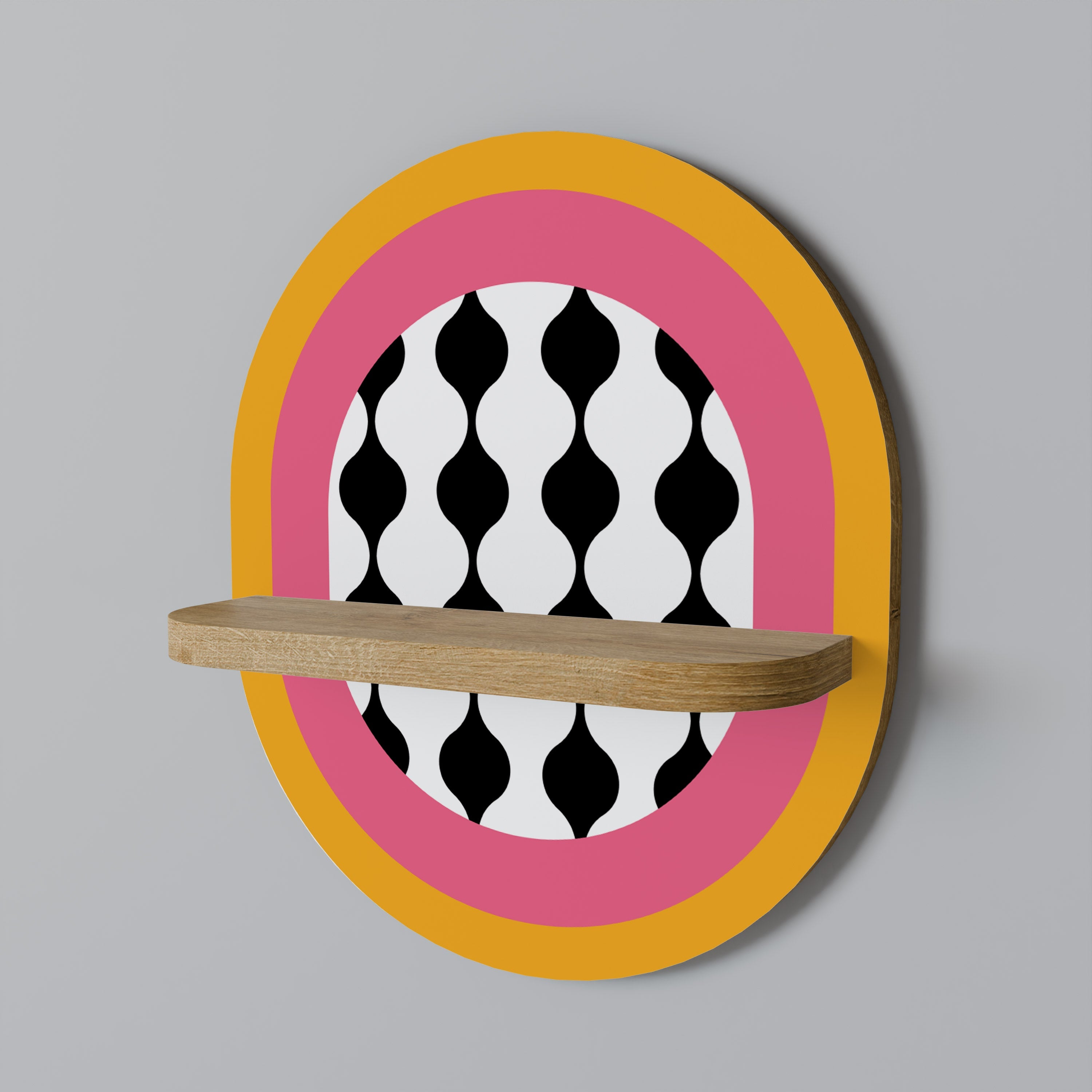 TEARS IN HEAVEN Prateleira Oval Decorativa em Efeito Carvalho