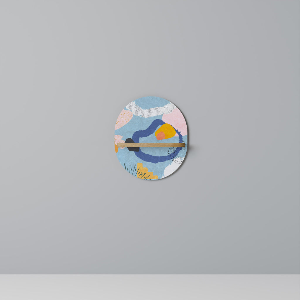 DREAMY SWIRLS Oval Art Shelf In Oak Effect