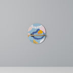 DREAMY SWIRLS Oval Art Shelf In Oak Effect