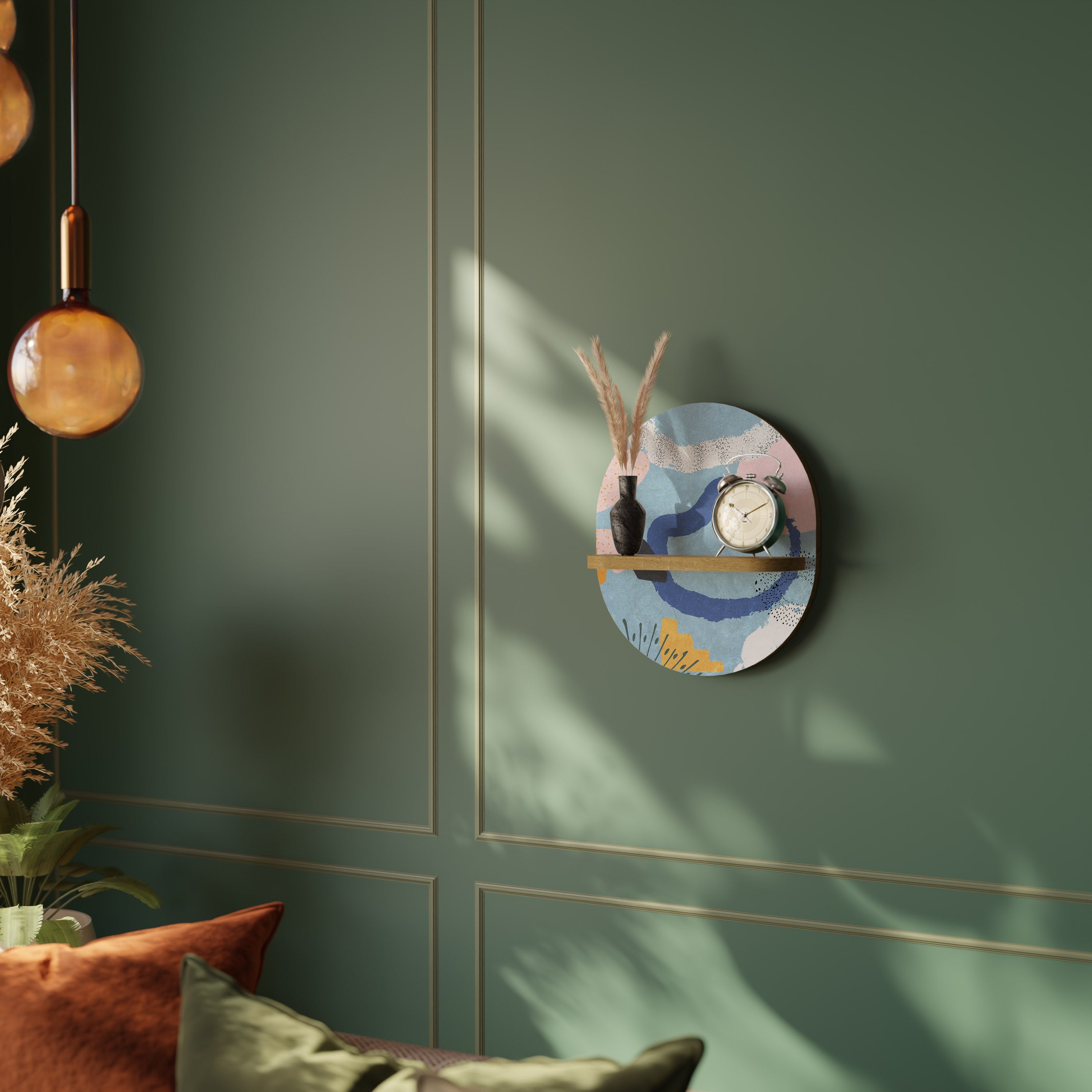 DREAMY SWIRLS Prateleira Oval Decorativa em Efeito Carvalho