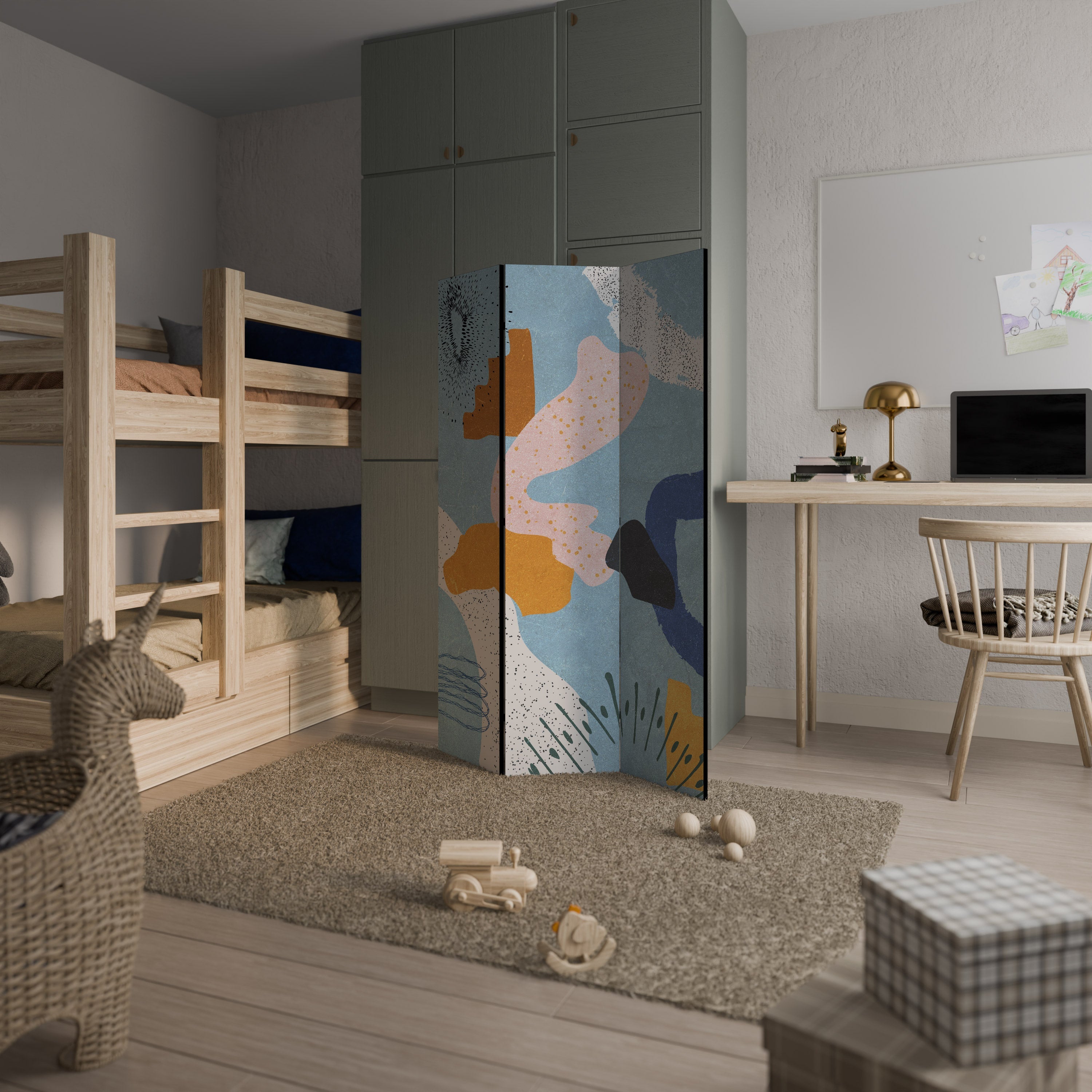 DREAMY SWIRLS Biombo Decorativo de 3 Painéis