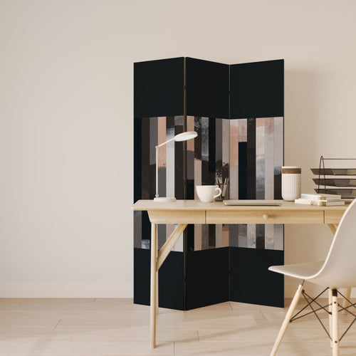 COLLAGE OF RECTANGLES Decorative 3-Panel Room Divider