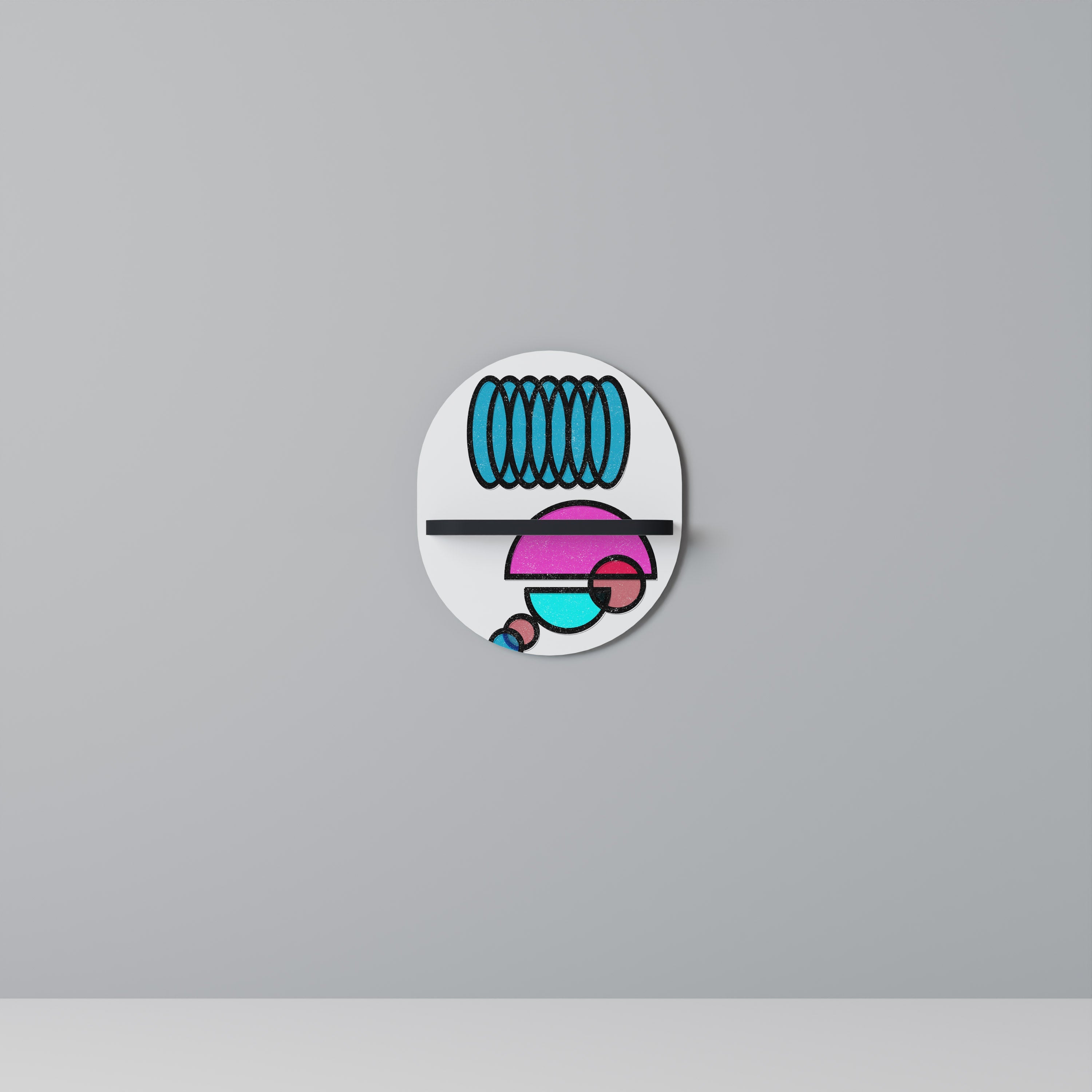 GEOMETRIC RHAPSODY Prateleira Oval Decorativa em Acabamento Preto