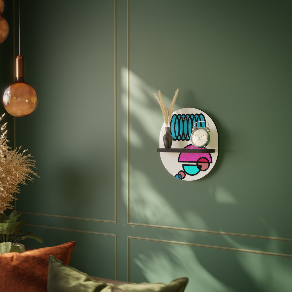 GEOMETRIC RHAPSODY Prateleira Oval Decorativa em Acabamento Preto