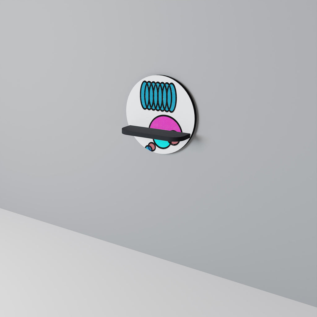 GEOMETRIC RHAPSODY Prateleira Redonda Decorativa em Acabamento Preto