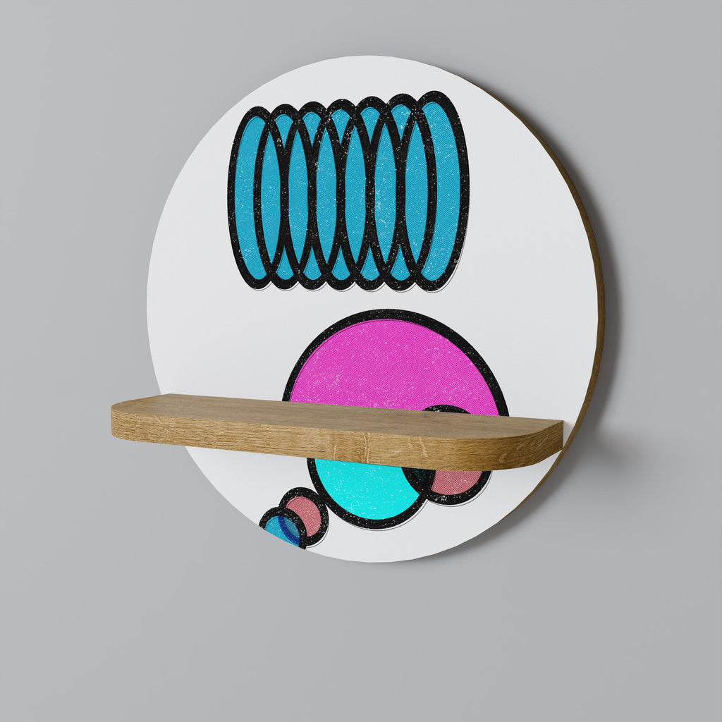 GEOMETRIC RHAPSODY Prateleira Redonda Decorativa em Efeito Carvalho