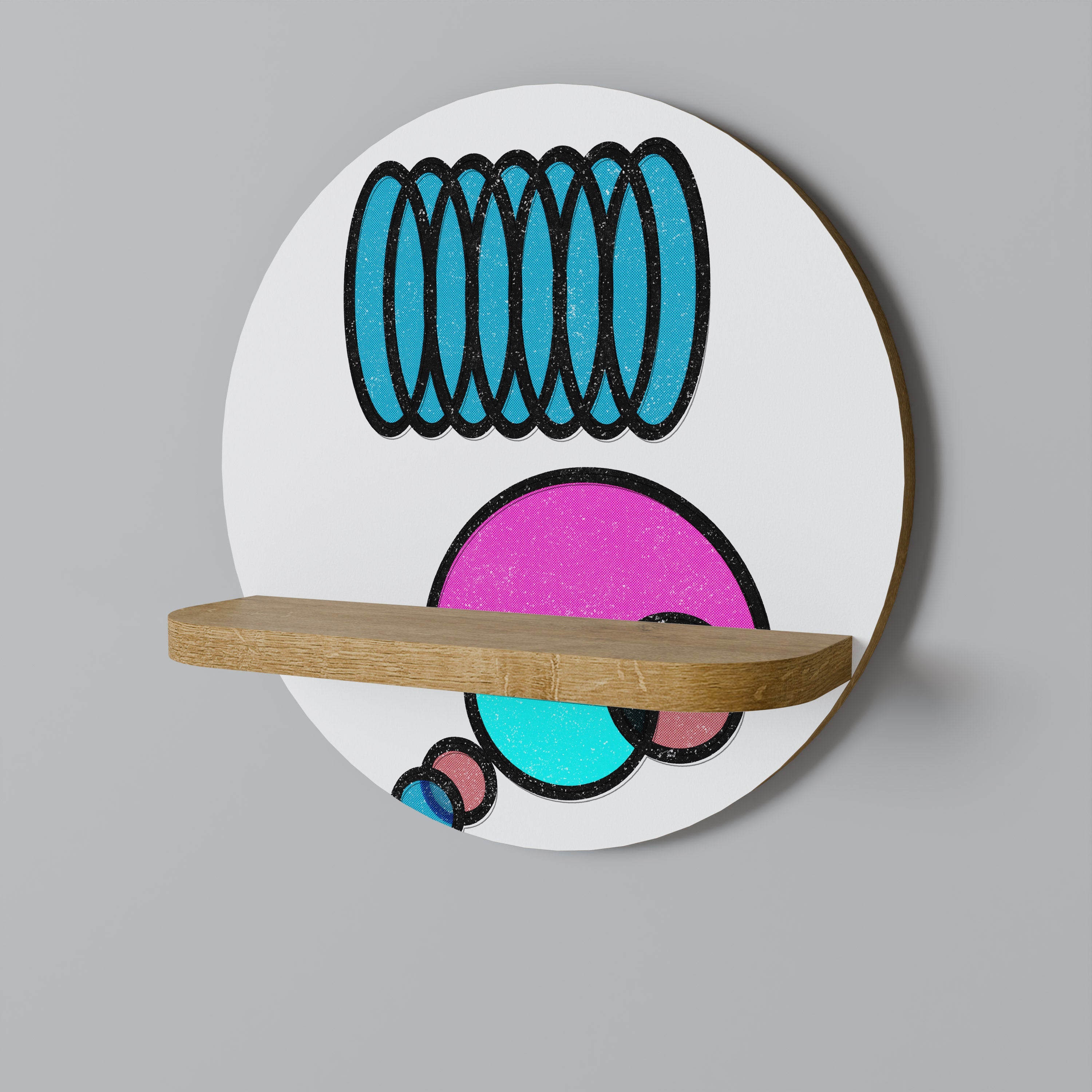 GEOMETRIC RHAPSODY Prateleira Redonda Decorativa em Efeito Carvalho