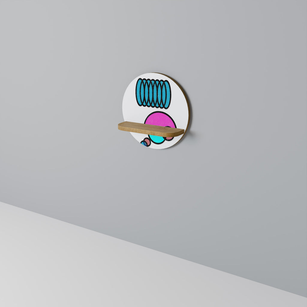 GEOMETRIC RHAPSODY Prateleira Redonda Decorativa em Efeito Carvalho