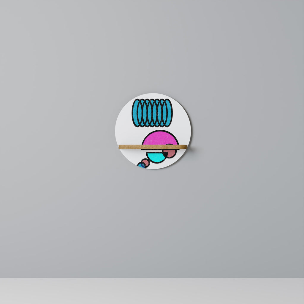 GEOMETRIC RHAPSODY Prateleira Redonda Decorativa em Efeito Carvalho