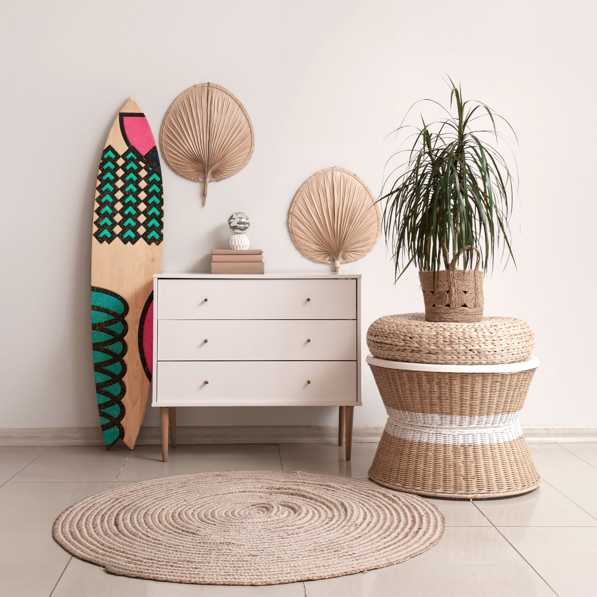 GEOMETRIC RHAPSODY Painel Decorativo Prancha de Surf