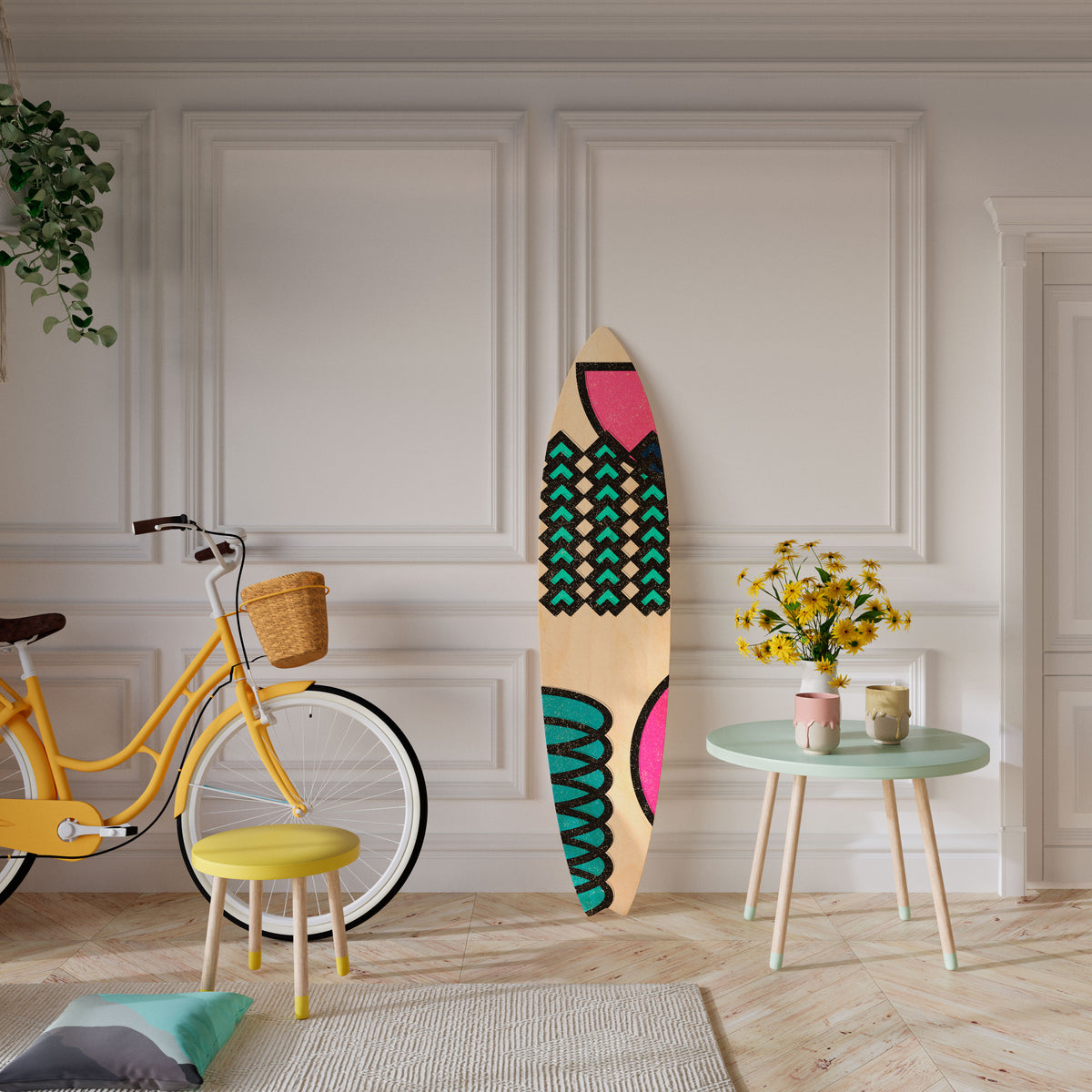 GEOMETRIC RHAPSODY Painel Decorativo Prancha de Surf