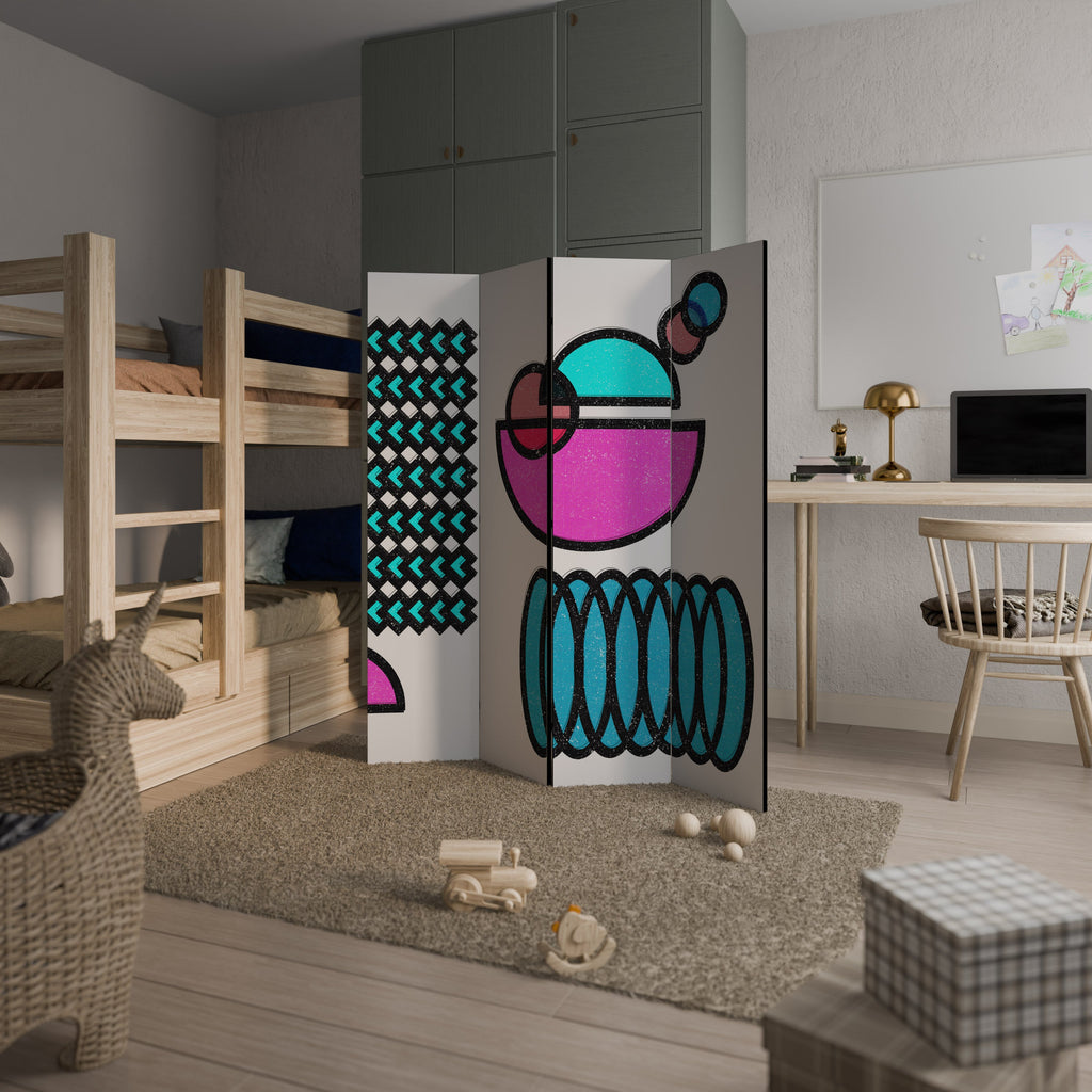 GEOMETRIC RHAPSODY Biombo Decorativo de 4 Painéis